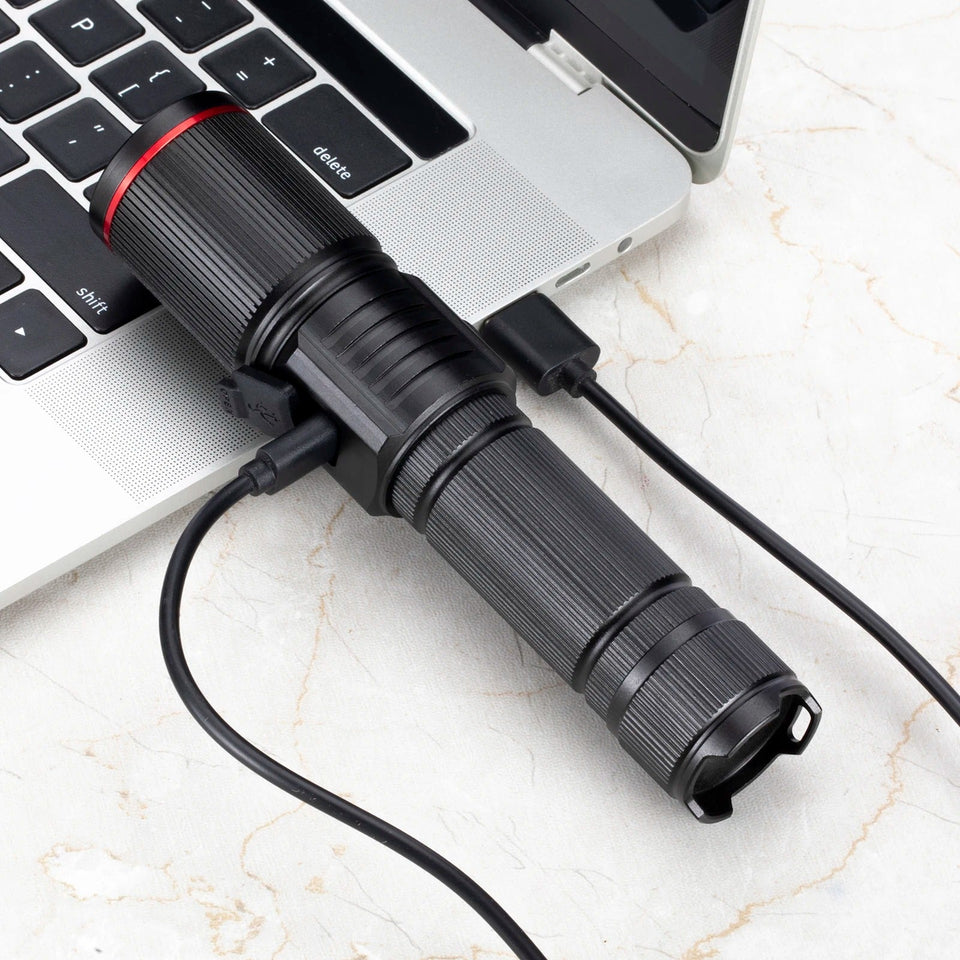 Powerful LED Flashlight Rechargeable Portable Torch White Laser Outdoor Light