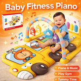 Fitness PianoBaby Activity Play Mat with Piano &Hanging Toys – Musical Tummy Time Gym