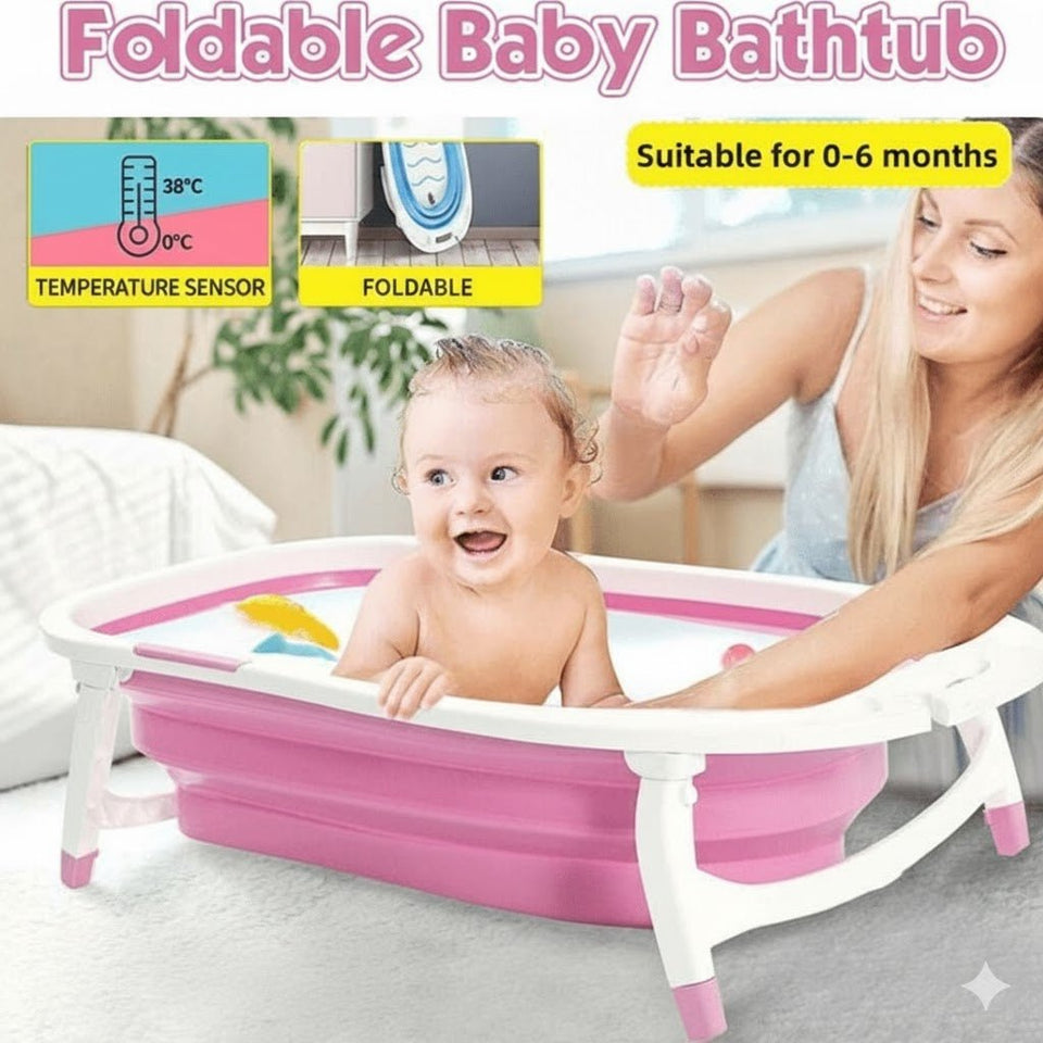 Foldable Baby Bath Tub for Newborns & Toddlers – Safe, Non-Slip, Travel-Friendly Bathtub