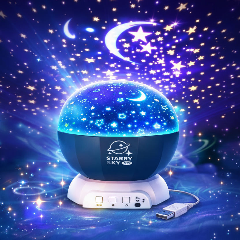 Galaxy Starry Sky Projection Night Lamp – Rotating Star Projector for Kids