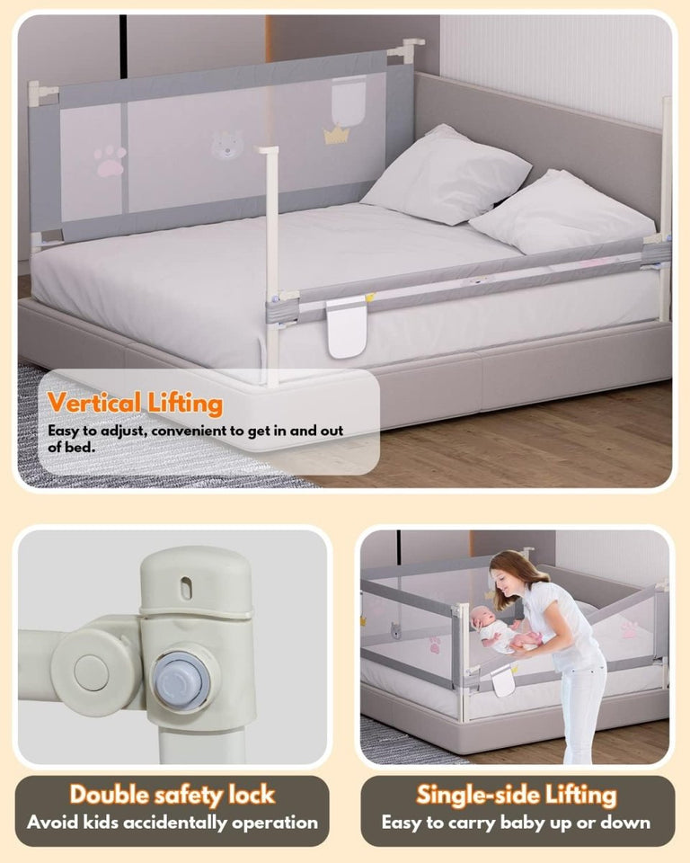 🛏️ Height Adjustable Baby Bed Rail | 6 Feet