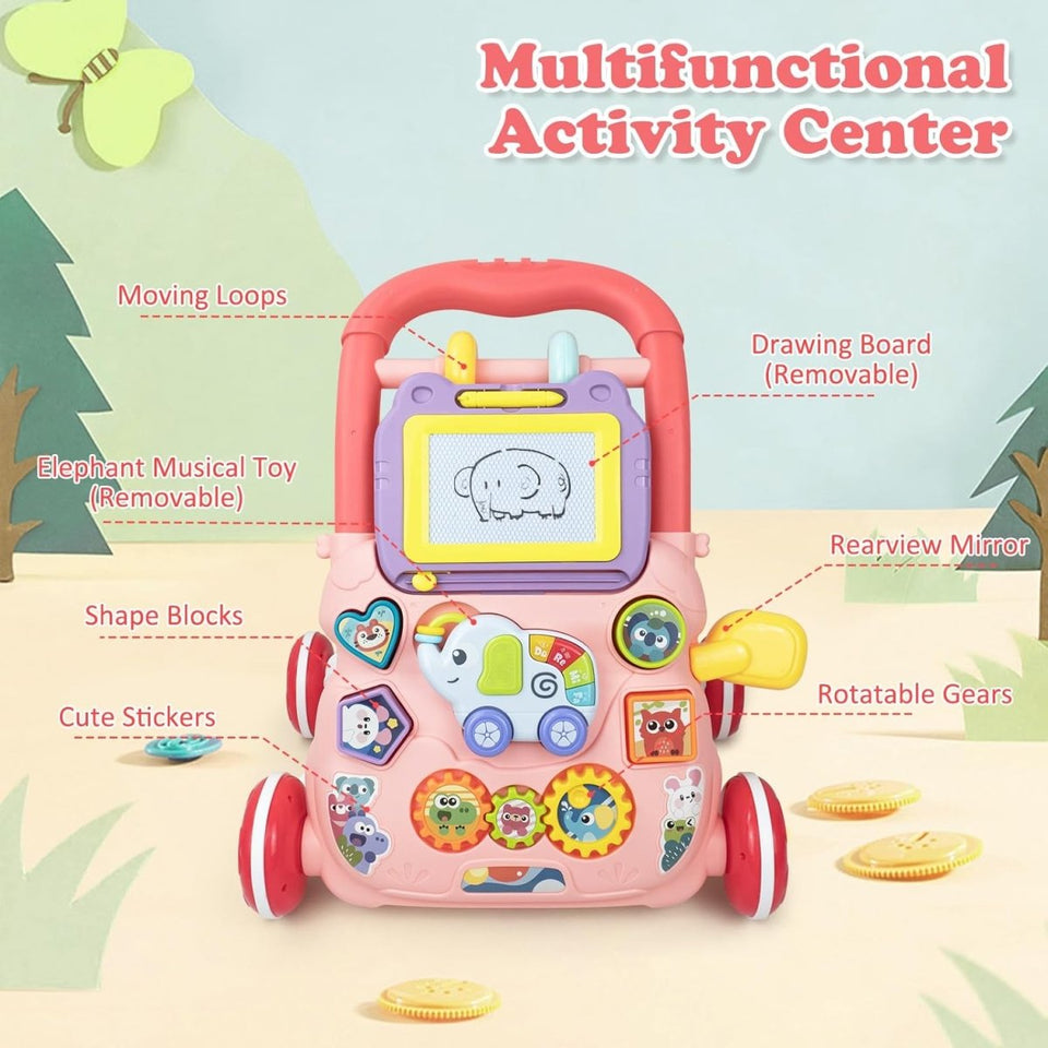 Huanger Baby Musical Walker With Dazzling Lights - Pink