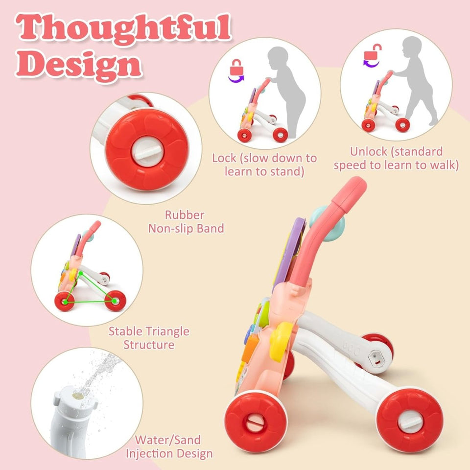 Huanger Baby Musical Walker With Dazzling Lights - Pink