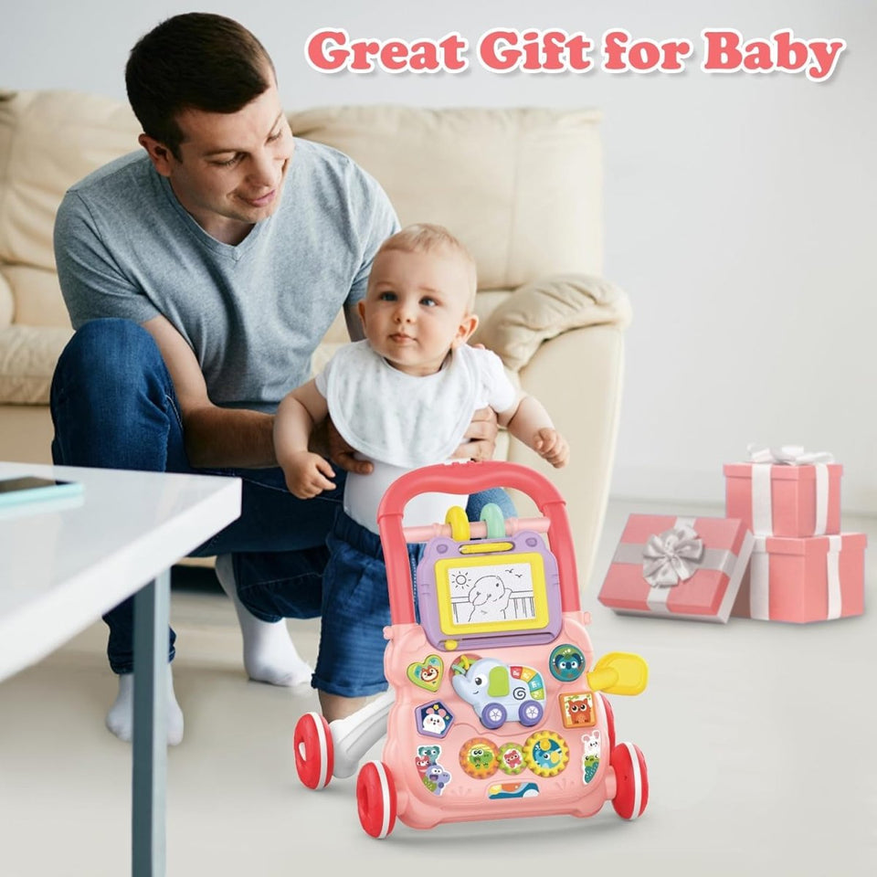 Huanger Baby Musical Walker With Dazzling Lights - Pink