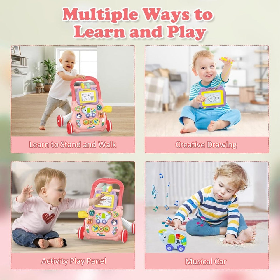 Huanger Baby Musical Walker With Dazzling Lights - Pink