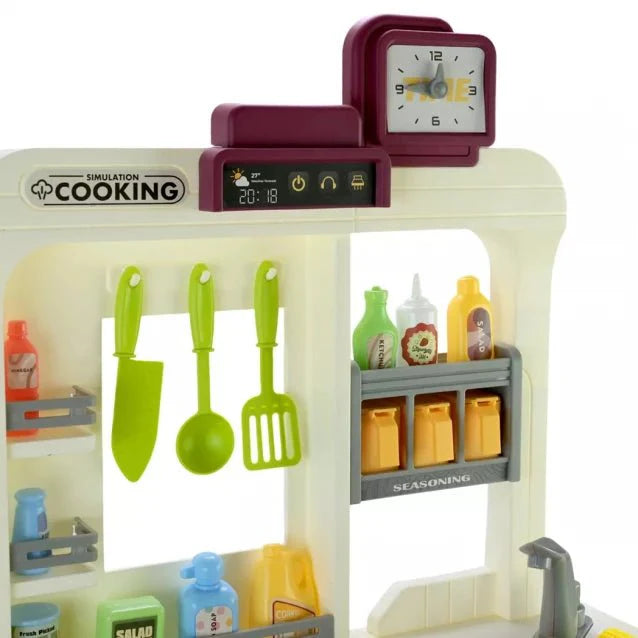 Interactive Kids Play Kitchen Set with Lights, Sounds & Spray Effects