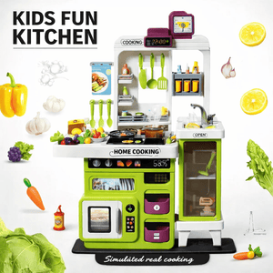 Interactive Kids Play Kitchen Set with Lights, Sounds & Spray Effects
