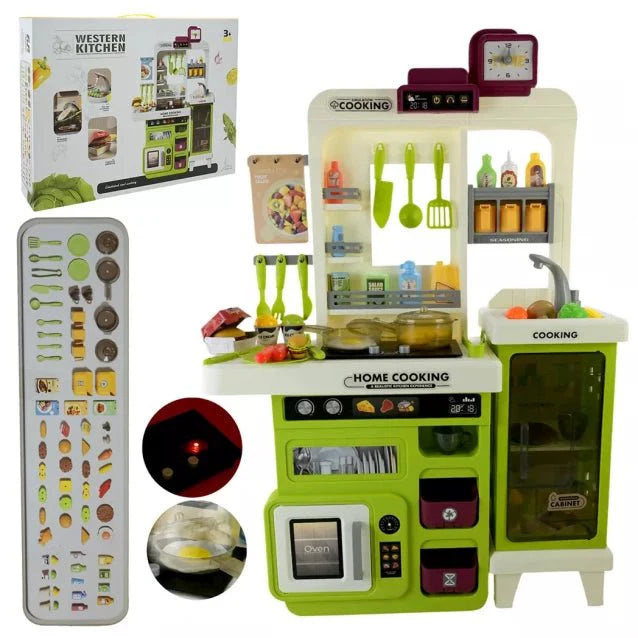 Interactive Kids Play Kitchen Set with Lights, Sounds & Spray Effects