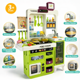 Interactive Kids Play Kitchen Set with Lights, Sounds & Spray Effects