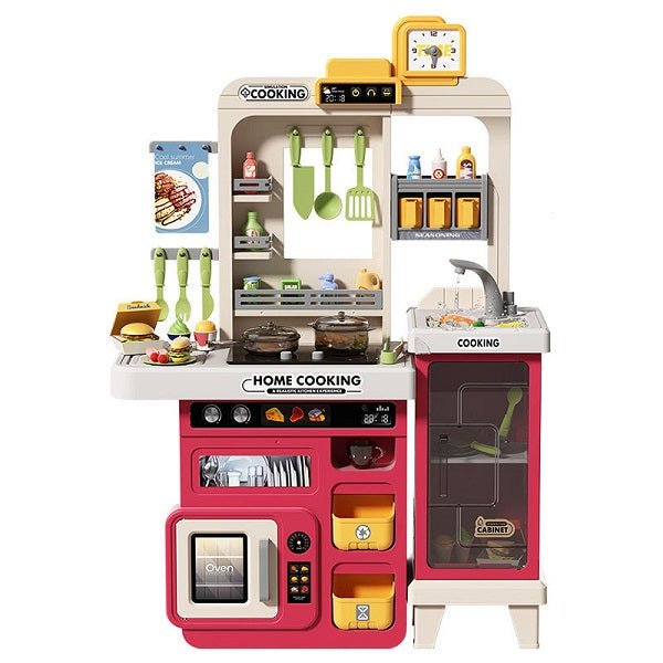 Interactive Kids Play Kitchen Set with Lights, Sounds & Spray Effects