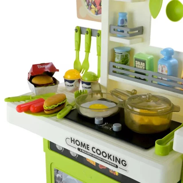 Interactive Kids Play Kitchen Set with Lights, Sounds & Spray Effects