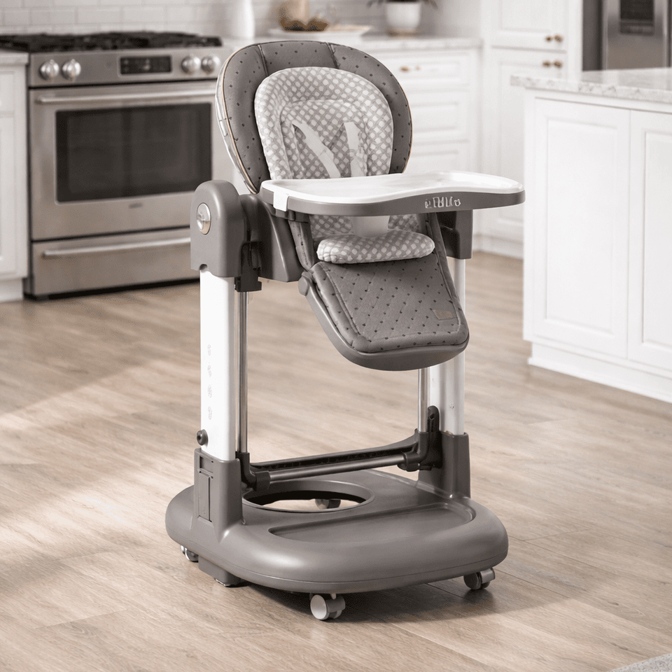 Adjustable 3-in-1 Baby Feeding High Chair with Walker & Rocker