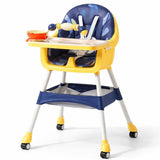 Kidilo Adjustable Baby Feeding High Chair with Tray & Wheels