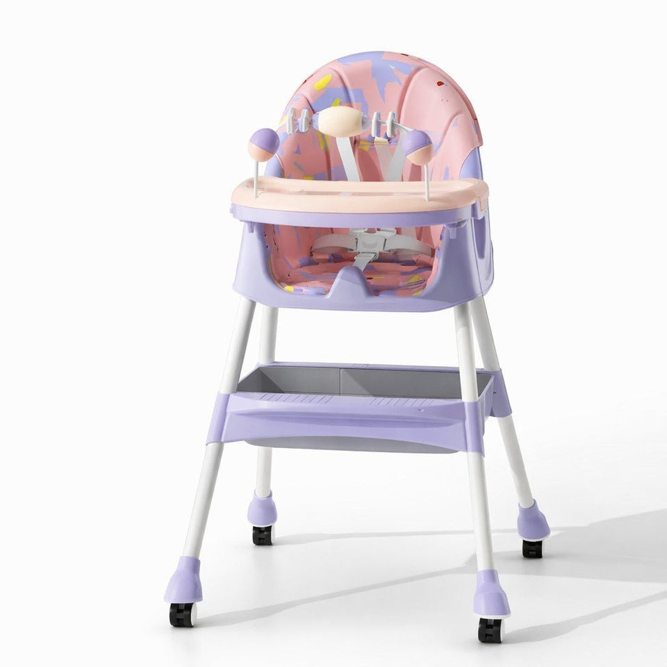 Kidilo Adjustable Baby Feeding High Chair with Tray & Wheels