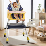 Kidilo Adjustable Baby Feeding High Chair with Tray & Wheels