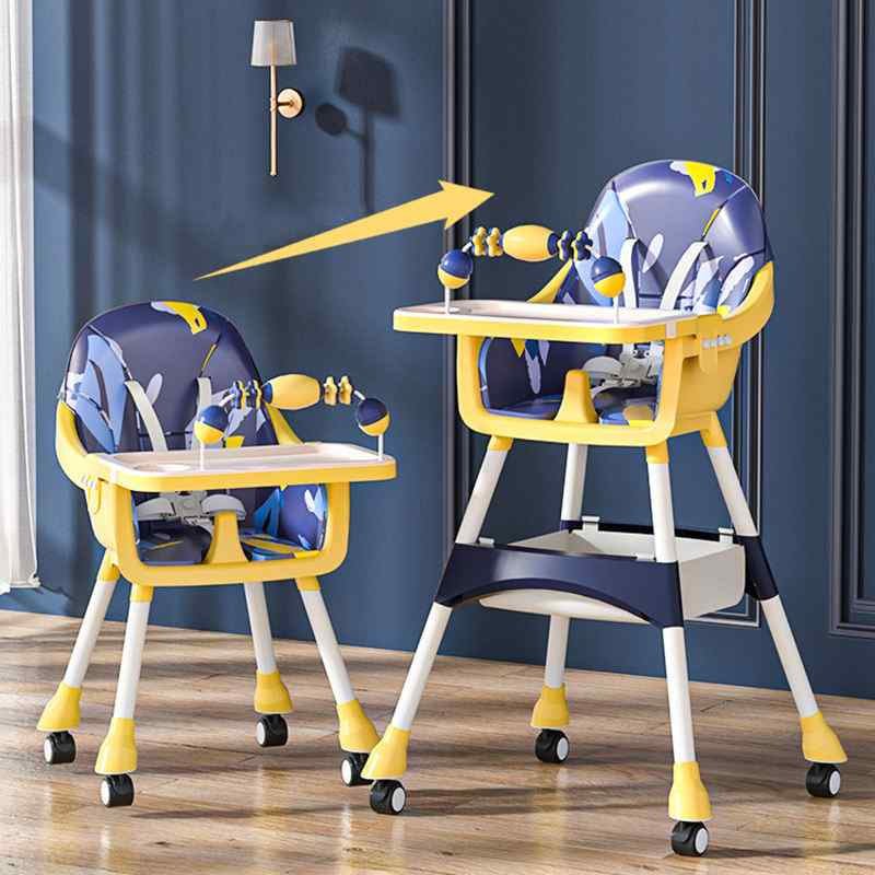 Kidilo Adjustable Baby Feeding High Chair with Tray & Wheels