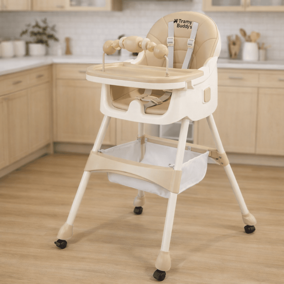 Kidilo 3-in-1 Adjustable Baby Feeding High Chair with 5-Point Safety Harness & Removable Tray