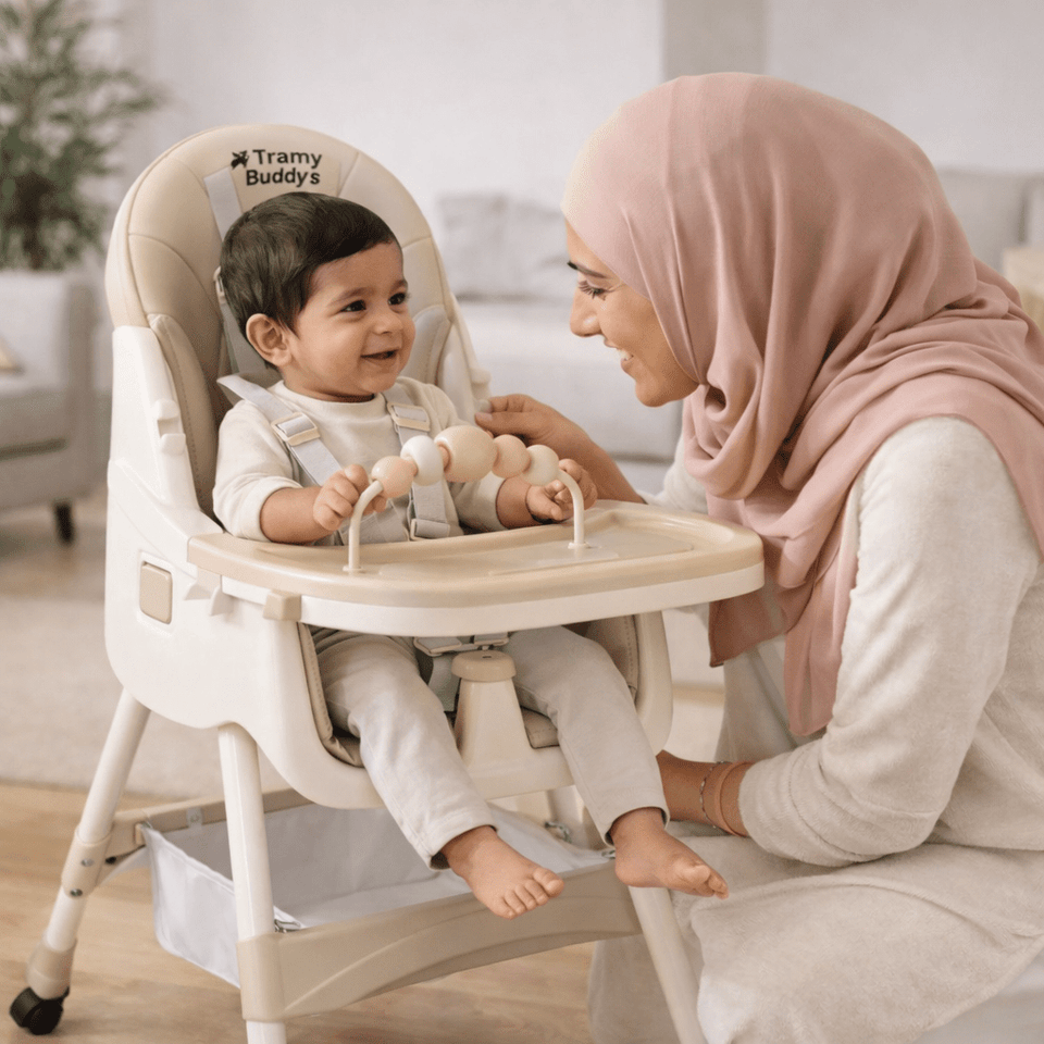 Kidilo 3-in-1 Adjustable Baby Feeding High Chair with 5-Point Safety Harness & Removable Tray