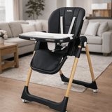 Kidilo  Adjustable 2-in-1 Baby Feeding High Chair with Reclining Seat, Wheels & 5-Point Safety Harness