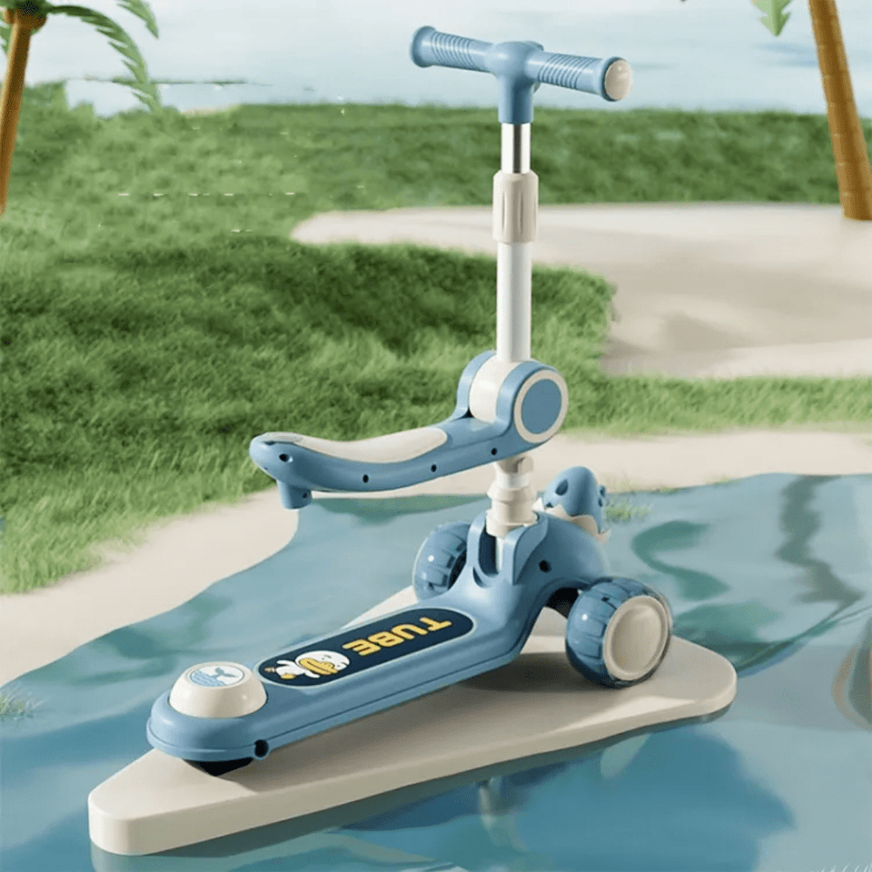 2 in 1  Kids Shark Scooty With Front Basket For Active Kids