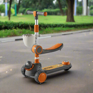 2 in 1  Kids Shark Scooty With Front Basket For Active Kids