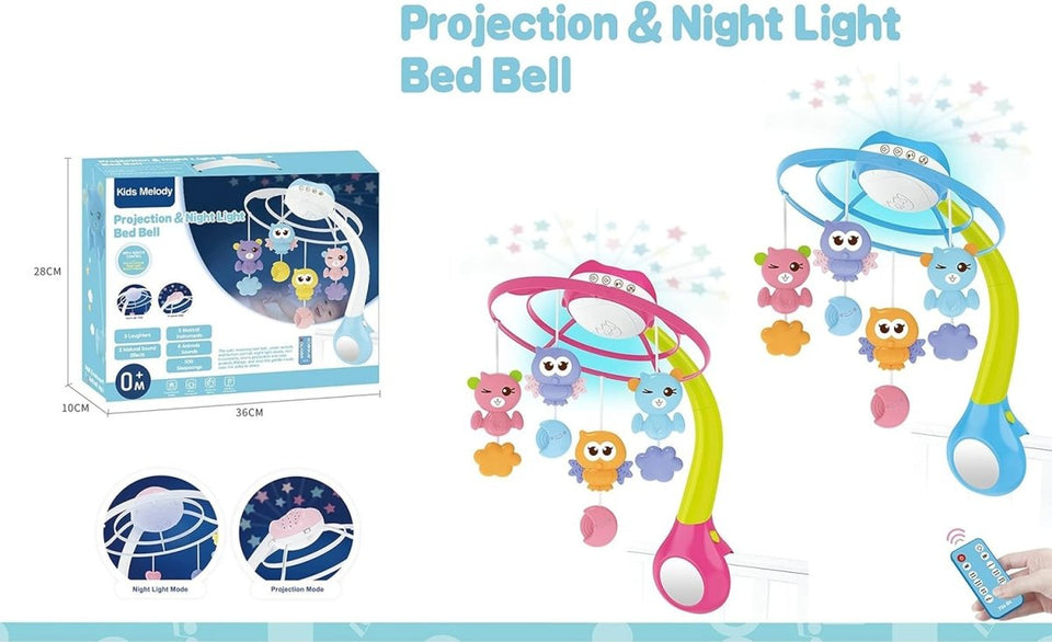 🌙 Kids Melody Cot Mobile with Projection, Music & Night Light