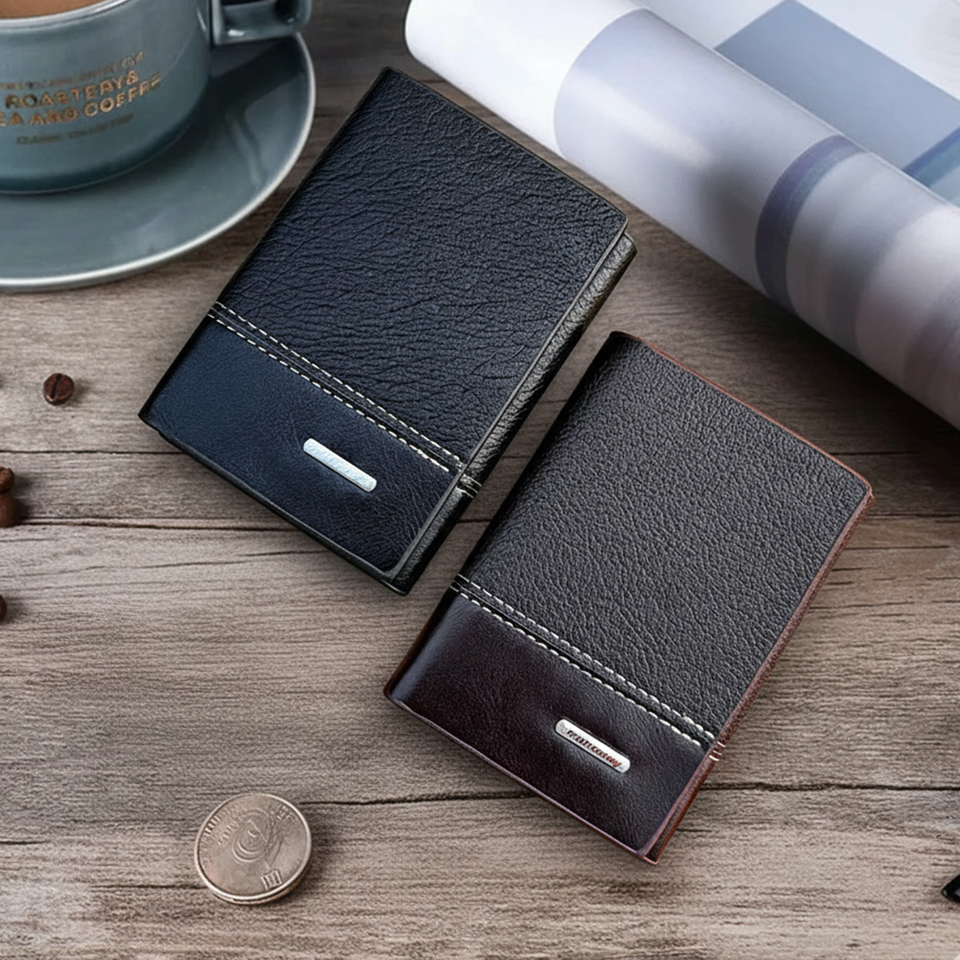 Baellery Brand Business Trifold Leather Wallet, Cardholder