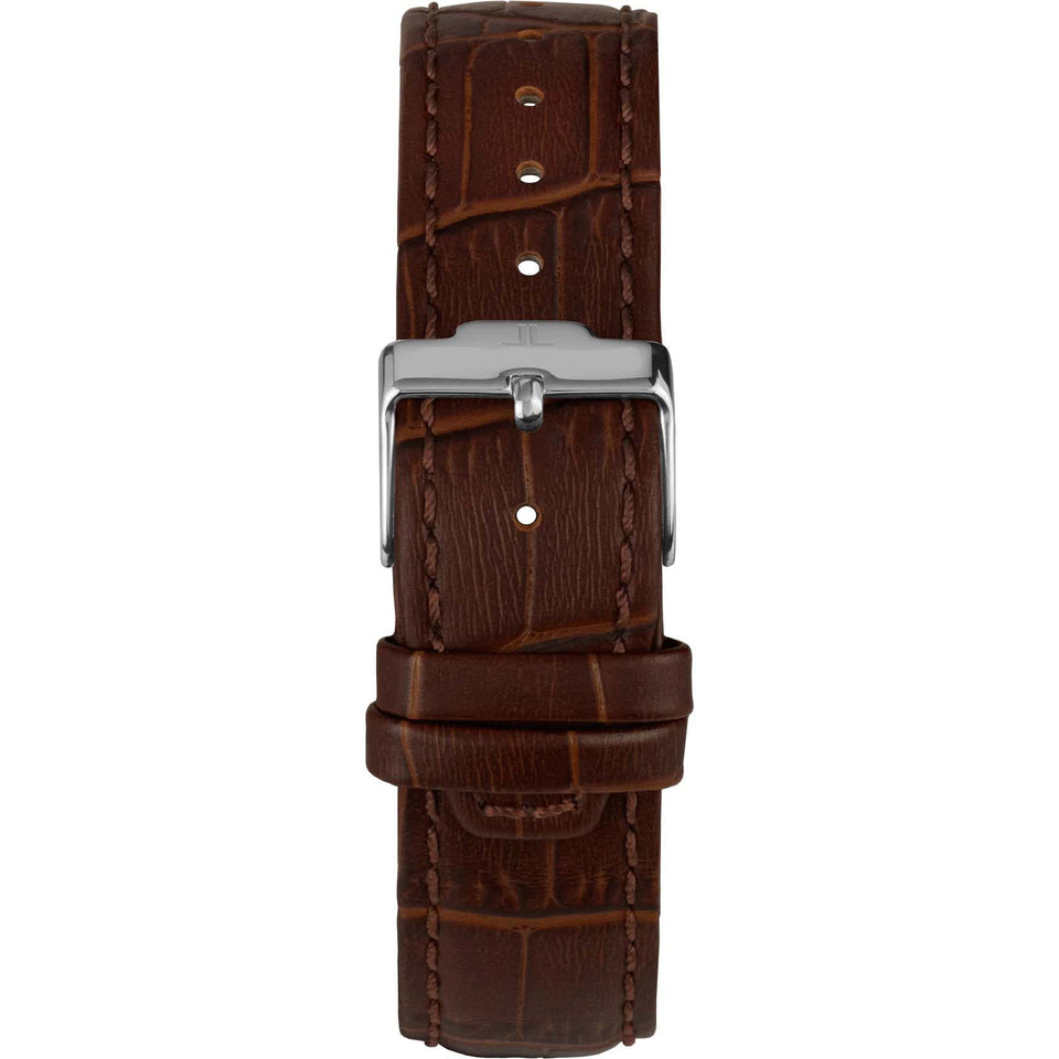 J. Leman Chronograph Luxury Leather Strap Stainless Steel Watch