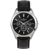 J. Leman Chronograph Luxury Leather Strap Stainless Steel Watch
