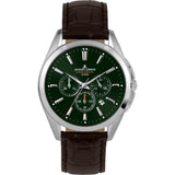 J. Leman Chronograph Luxury Leather Strap Stainless Steel Watch