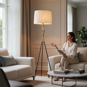 HASH-MART Lumis Arte Metallic Tripod Floor Lamp