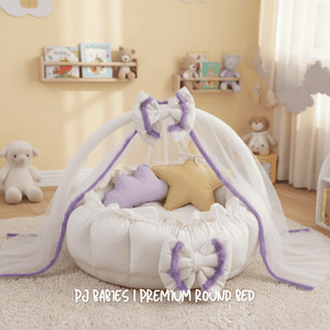 Lilac Cloud Reversible Premium Baby Round Cot & Play Mat