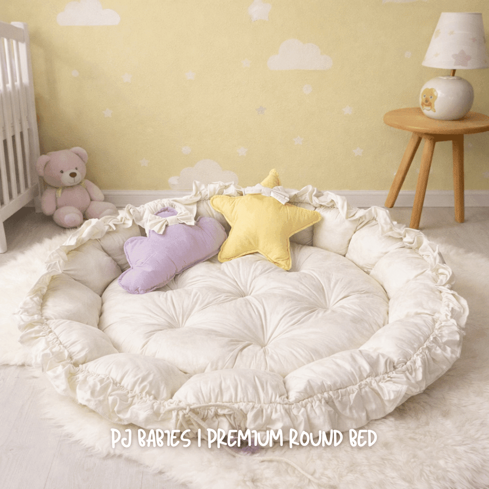 Lilac Cloud Reversible Premium Baby Round Cot & Play Mat