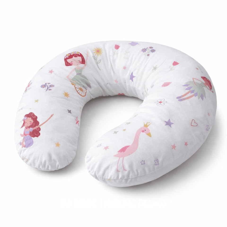 Little Fairy & Snuggles Cotton Baby Nursing Pillow with Removable Cover & Head Pillow