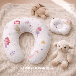 Little Fairy & Snuggles Cotton Baby Nursing Pillow with Removable Cover & Head Pillow