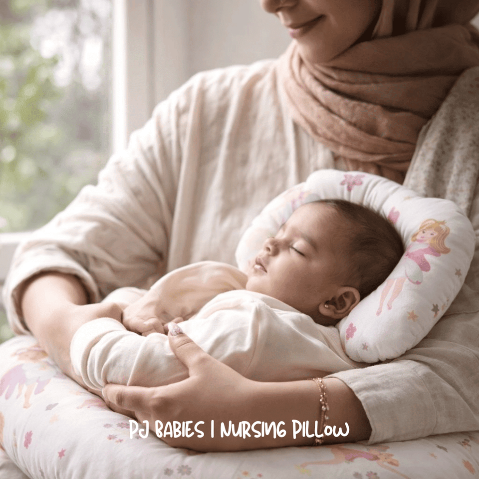Little Fairy & Snuggles Cotton Baby Nursing Pillow with Removable Cover & Head Pillow