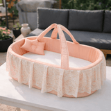 Luxe Lace Peach Pink Cozy Baby Basket Bed