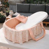 Luxe Lace Peach Pink Cozy Baby Basket Bed