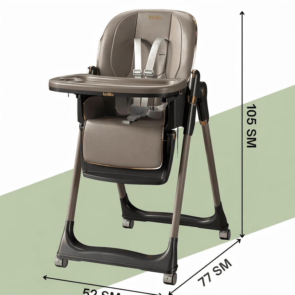Luxury Adjustable Baby Feeding High Chair with Safety Harness & Storage Basket
