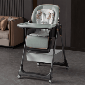 Luxury Adjustable Baby Feeding High Chair with Safety Harness & Storage Basket