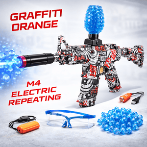M4 Electric Gel Blaster Gun – Graffiti Orange Automatic Water Bead Rifle