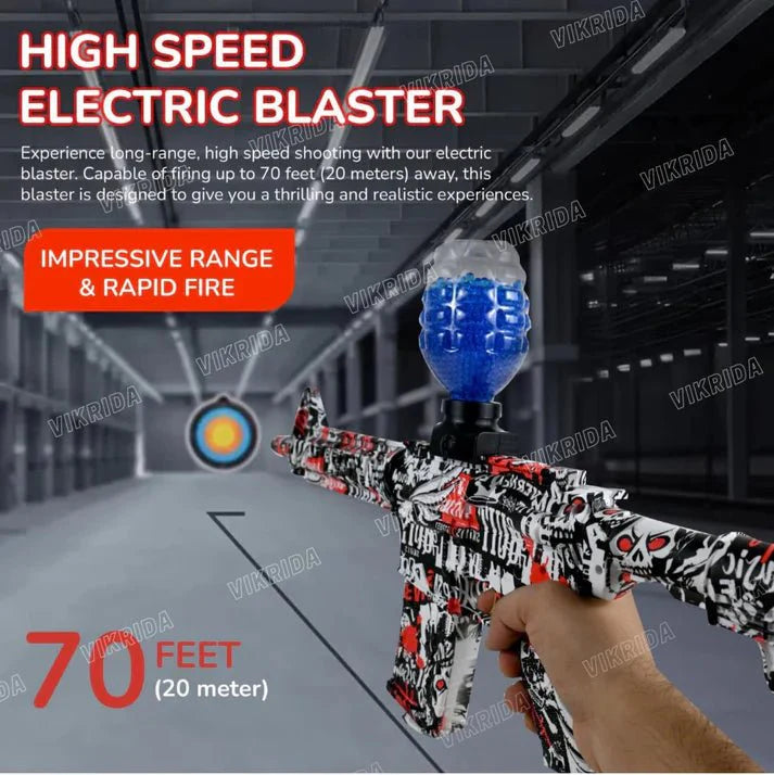 M4 Electric Gel Blaster Gun – Graffiti Orange Automatic Water Bead Rifle