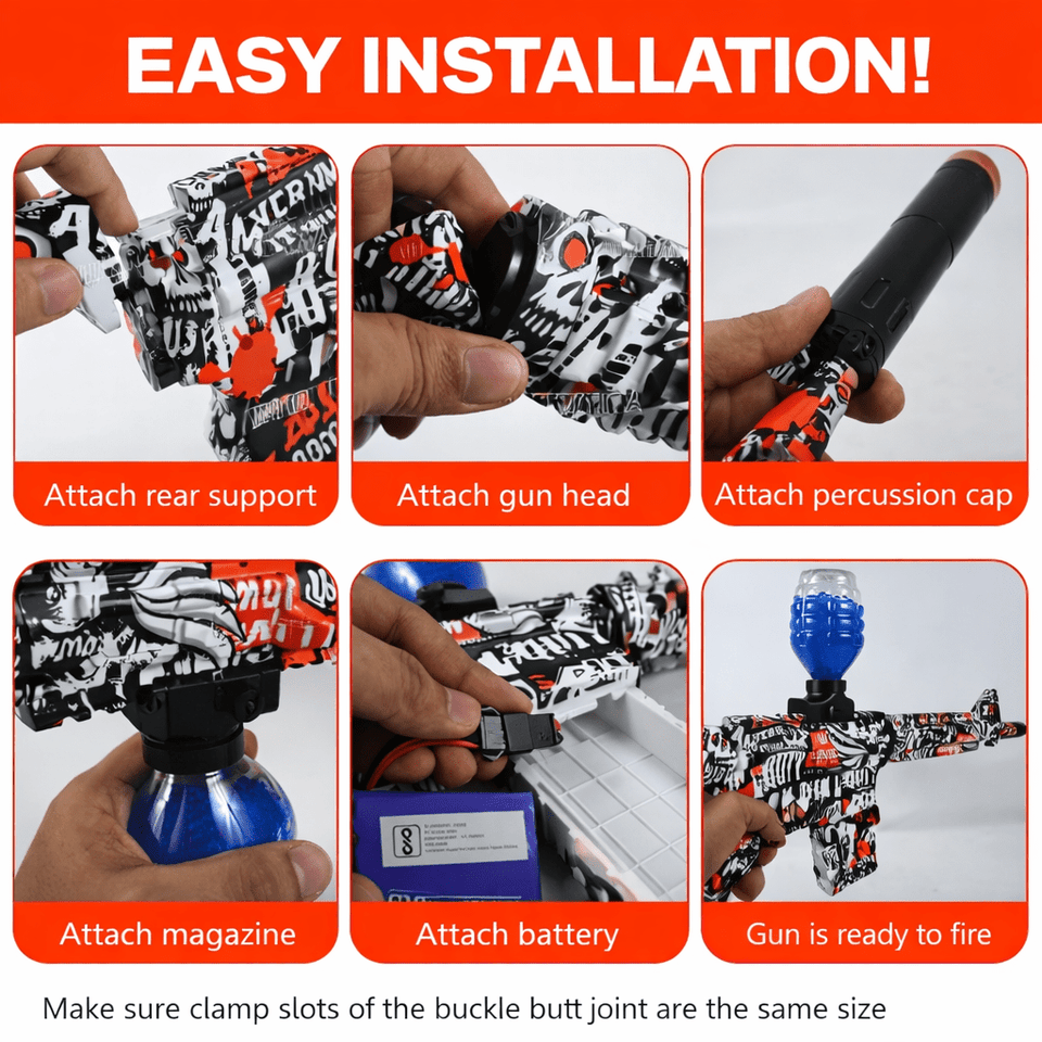 M4 Electric Gel Blaster Gun – Graffiti Orange Automatic Water Bead Rifle