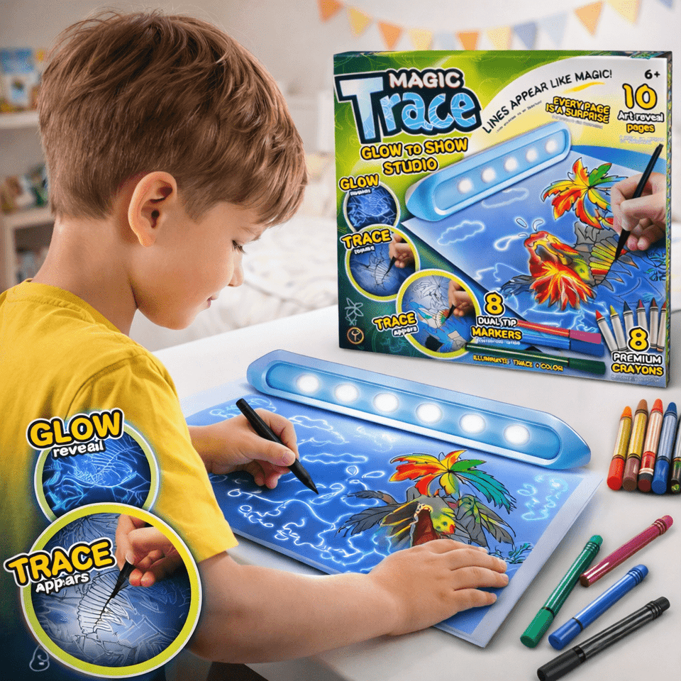 Magic Trace Glow Art Studio for Kids | Light-Up Drawing & Tracing Set