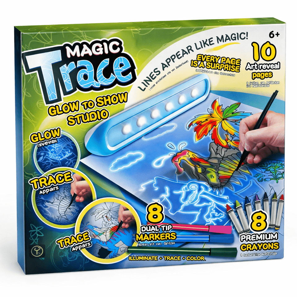 Magic Trace Glow Art Studio for Kids | Light-Up Drawing & Tracing Set