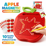 Magnetic Apple Shaped Drawing Board – Creative Apple Shape Learning Board With 10 Pattern Cards