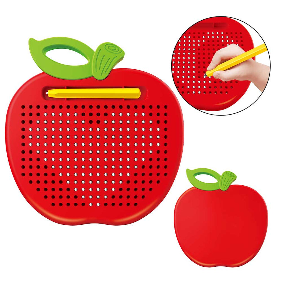 Magnetic Apple Shaped Drawing Board – Creative Apple Shape Learning Board With 10 Pattern Cards