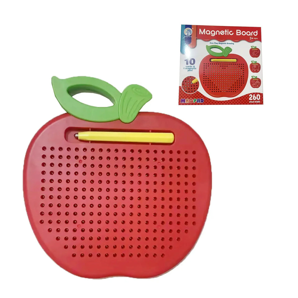Magnetic Apple Shaped Drawing Board – Creative Apple Shape Learning Board With 10 Pattern Cards