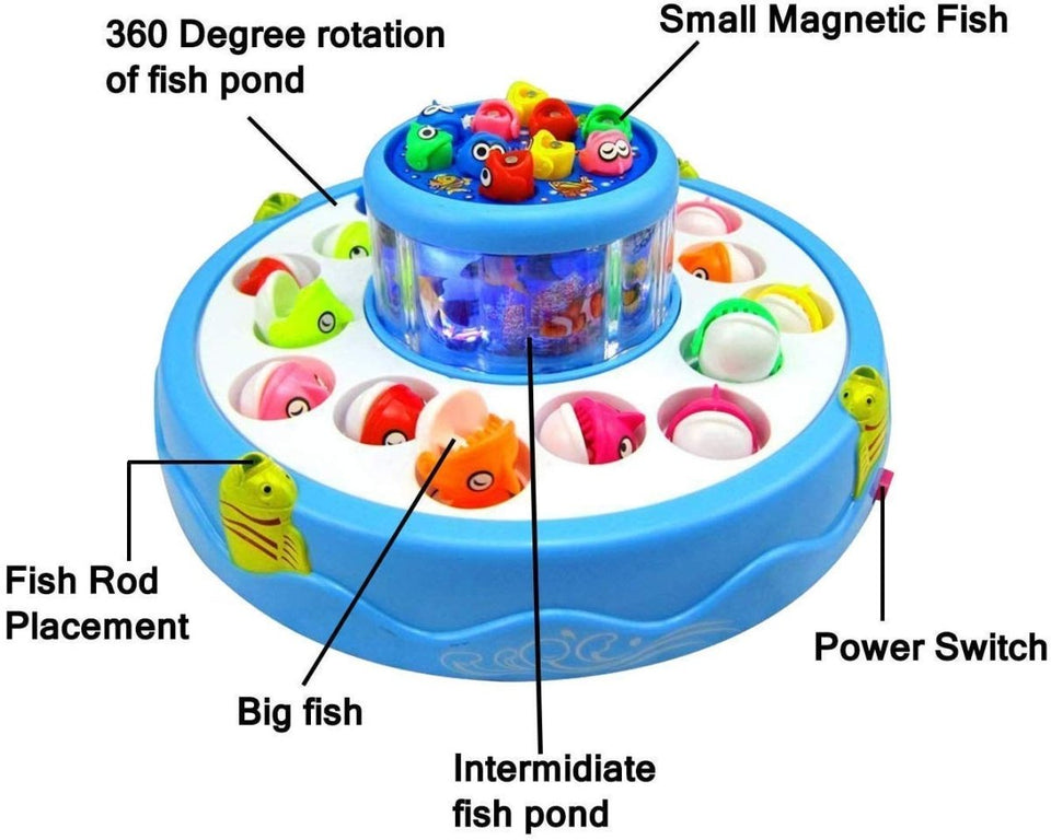 Magnetic GoGo Fishing Game Set for Kids – Rotating Magnetic Fishing Set with 4 Rods, Interactive Family Game