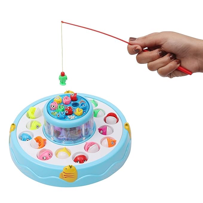 Magnetic GoGo Fishing Game Set for Kids – Rotating Magnetic Fishing Set with 4 Rods, Interactive Family Game